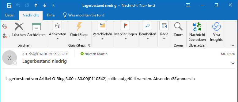 Nachbestellungsnachricht